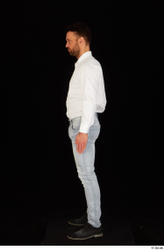 Whole Body Man White Shoes Shirt Jeans Muscular Standing Studio photo references